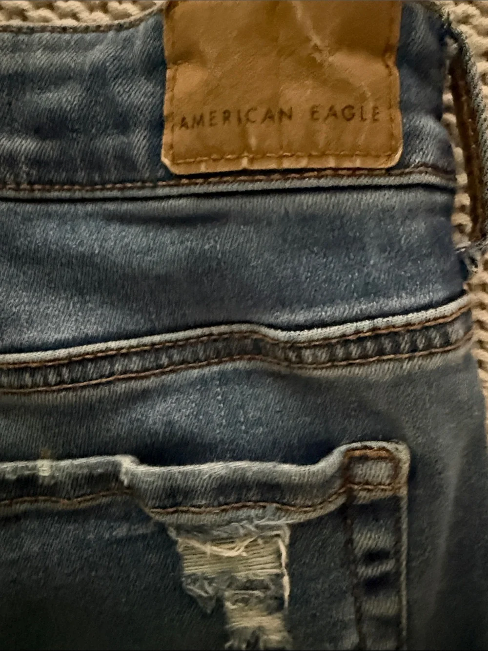 American Eagle Outfitters Distressed Denim Blue Roll-Cuff Women’s Shorts